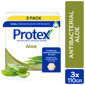 Jabon Antibacterial Aloe Vera 3 U Protex Paquete 330 G