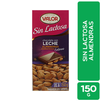 CHOCOLATE SIN LACTOSA LECHE ALMENDRA VALOR paquete 150 g