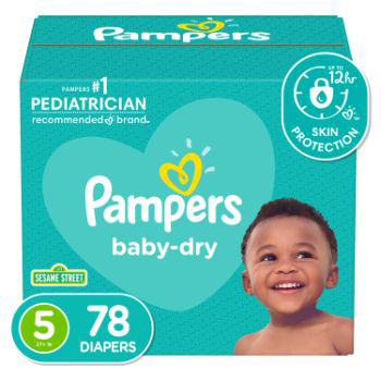 PAÑAL DESECHABLE T-5 UNISEX PAMPERS BABY DRY caja 78 Unid