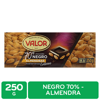 Chocolate Negro 70% Almendra Valor Paquete 250 G