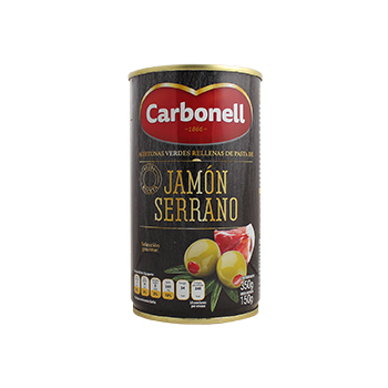 ACEITUNA RELLENA JAMON SERRANO CARBONELL lata 350 g