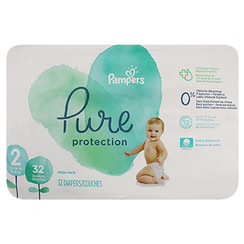 PAÑAL DESECHABLE S2 PAMPERS PURE paquete 32 Unid