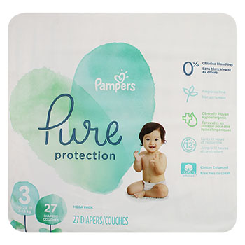 PAÑAL DESECHABLE S3 PAMPERS PURE paquete 27 Unid