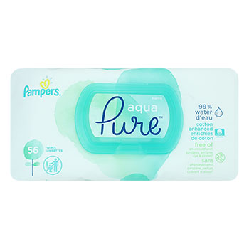 TOALLA HUMEDA SIN AROMA PURE PAMPERS paquete 56 Unid