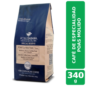 CAFE MOLIDO GOURMET ROBLE SABANA RESERVA POAS paquete 340 g
