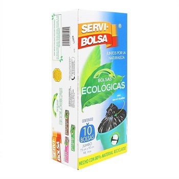 BOLSA BASURA EXTRA GRANDE NEGRA ROLLO COMPOSTABLE SERVI BOLSA caja 10 Unid