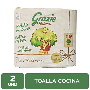 TOALLA DE COCINA BIODEGRADABLE 100% RECICLADA GRAZIE paquete 472 g