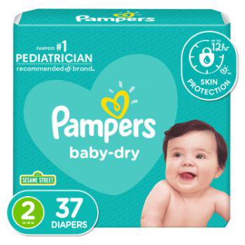 PAÑAL DESECHABLE TALLA 2 UNISEX PAMPERS PAQUETE 37 Unid