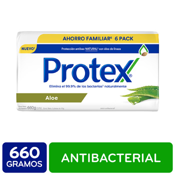 Jabon Antibacterial Aloe Vera 6u Protex Paquete 110 G