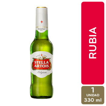 Cerveza Importada Belgica Stella Artois Botella 330 Ml
